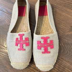 Hot pink and canvas espadrilles. Excellent condition
